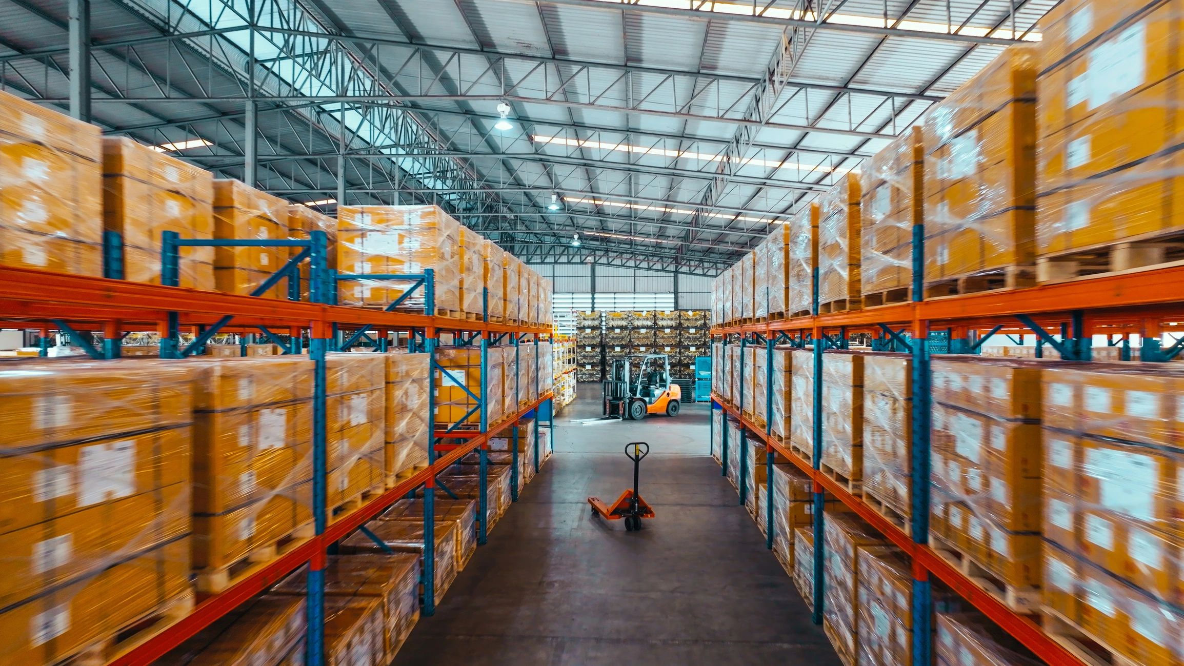 Warehouse shelving and pallet storage
